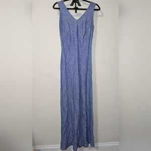 Karen Kane 100% Linen Maxi Dress Blue Sleeveless Women's Size Large